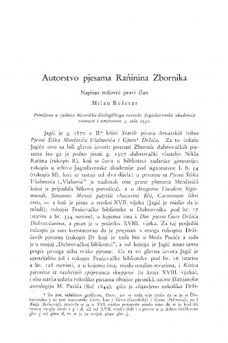 Autorstvo pjesama Rańinina Zbornika