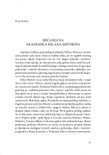 Sjećanja na akademika Milana Meštrova