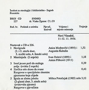 Folklorna glazba - Novi Vinodol 1956.