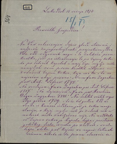 Pismo Vojtjeh Vančine Ivanu Kukuljeviću