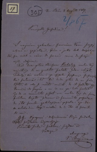 Pismo Valtazara Bogišića Ivanu Kukuljeviću