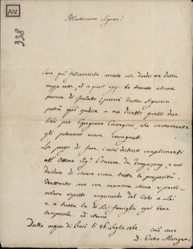 Pismo Pietra Mangera Ivanu Kukuljeviću