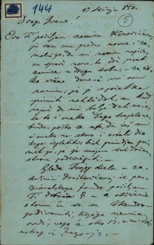 Pismo Stjepana Cara Ivanu Kukuljeviću