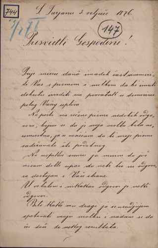 Pismo Ivanu Kukuljeviću