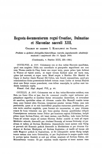 Regesta documentorum regni Croatiae, Dalmatiae et Slavoniae saeculi XIII