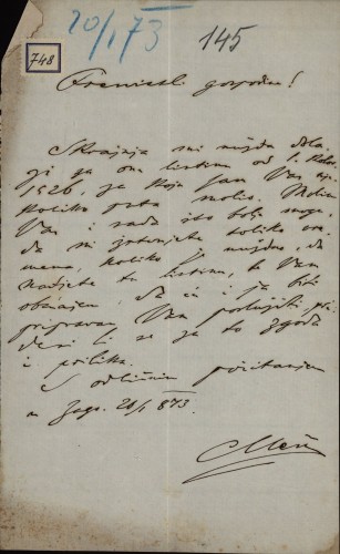 Pismo Matije Mesića Ivanu Kukuljeviću