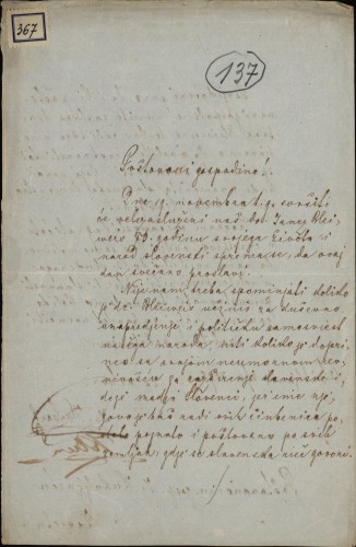 Pismo Ivana Hribara Ivanu Kukuljeviću