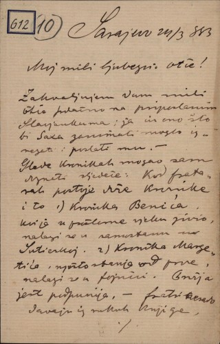 Pismo Milutina Kukuljevića Ivanu Kukuljeviću