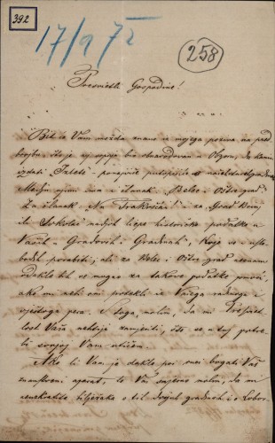 Pismo Dragutina Jambrečaka Ivanu Kukuljeviću