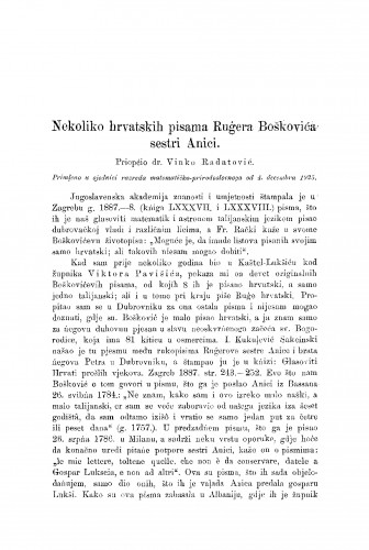Nekoliko hrvatskih pisama Rugera Boškovića sestri Anici