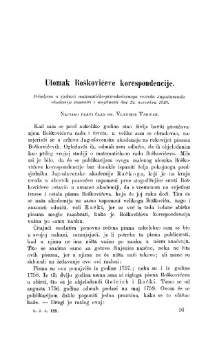 Ulomak Boškovićeve korespondencije
