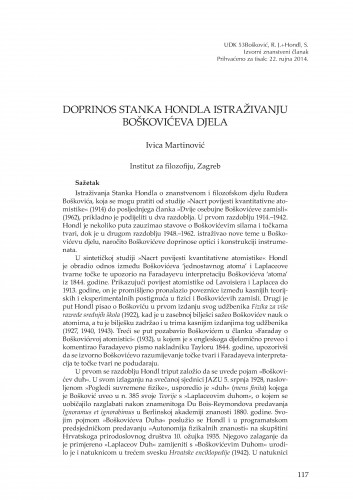 Doprinos Stanka Hondla istraživanju Boškovićeva djela