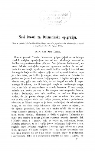 Novi izvori za Dalmatinsku epigrafiju