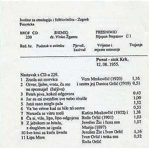 Folklorna glazba - otok Krk 1955.