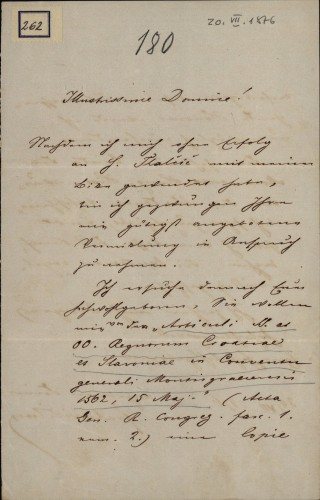 Pismo dr. Vilmoša Fraknoi Ivanu Kukuljeviću