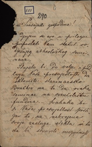 Pismo Izidora Kršnjavia Ivanu Kukuljeviću