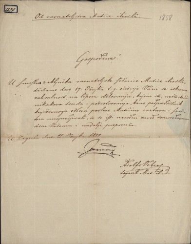 Pismo Adolfa Vebera Ivanu Kukuljeviću
