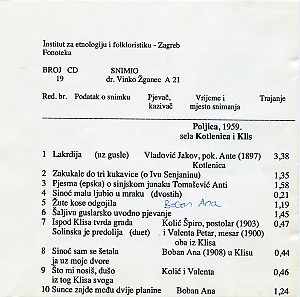 Folklorna glazba Poljica, 1959.