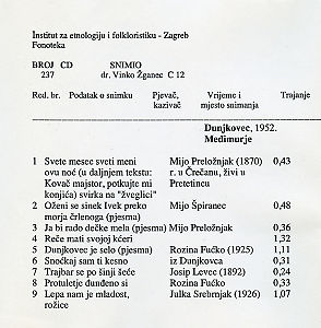 Folklorna glazba u Međimurju 1952.