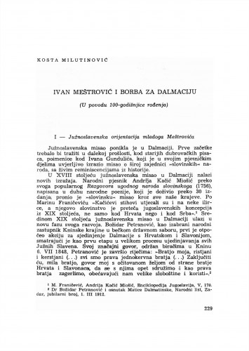 Ivan Meštrović i borba za Dalmaciju