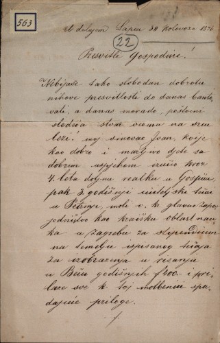 Pismo Ivana Kovačevića Ivanu Kukuljeviću