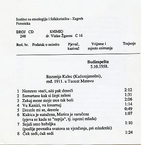 Folklorna glazba u Budimpešti, 1958.