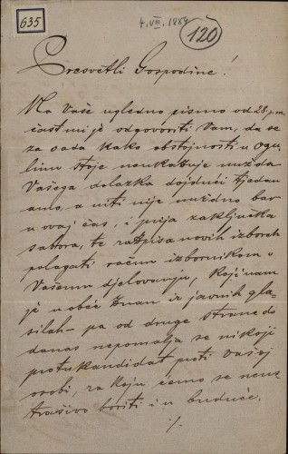 Pismo Franje Lalića Ivanu Kukuljeviću