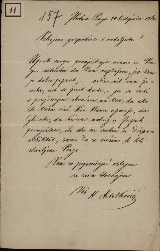Pismo od H. Antolkovića Ivanu Kukuljeviću