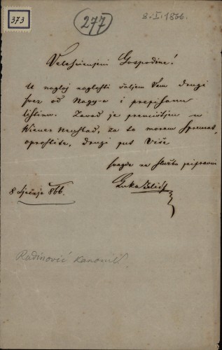 Pismo Luke Ilića (Oriovčanina) Ivanu Kukuljeviću