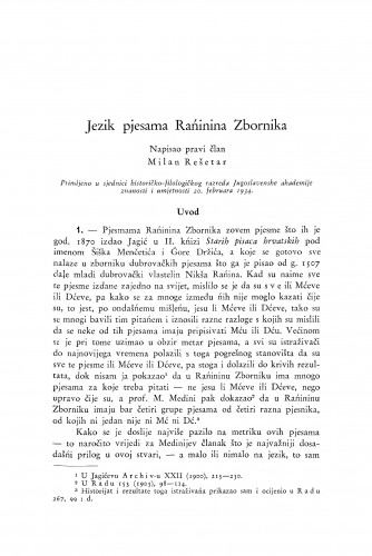 Jezik pjesama Rańinina Zbornika