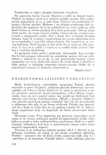 O baroknom klasicizmu u Pogančecu : Bulletin Odjela VII. za likovne umjetnosti Jugoslavenske akademije znanosti i umjetnosti