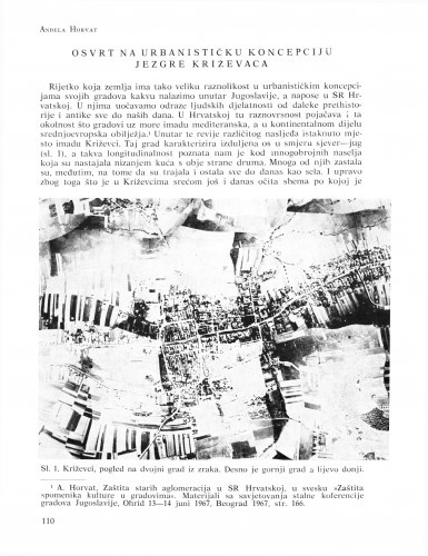 Osvrt na urbanističku koncepciju jezgre Križevaca : Bulletin Razreda za likovne umjetnosti Jugoslavenske akademije znanosti i umjetnosti
