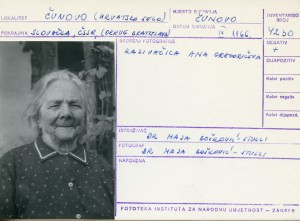 Folklorna građa hrvatskih sela u Slovačkoj; Devinska Nova Ves, 1966.: Kazivačica Ana Gregoričeva.