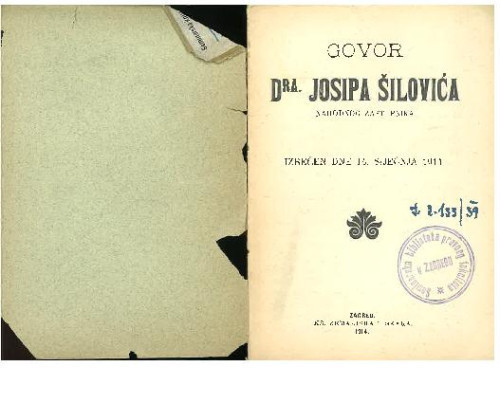 Govor dra. Josipa Šilovića