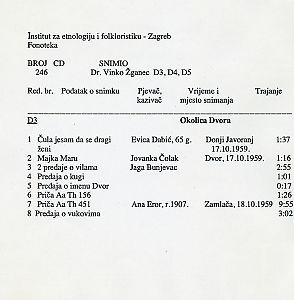 1) Bošković-Stulli: Folklorna građa iz okolice Dvora na Uni (Banija), 1959.; 2) Uchida: Japanska dvorska glazba, 3) Žganec, Vinko: Folklorna glazba Splita i okolice 1959.