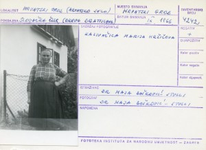 Folklorna građa hrvatskih sela u Slovačkoj; Devinska Nova Ves, 1966.: Kazivačica Marija Hržičova.