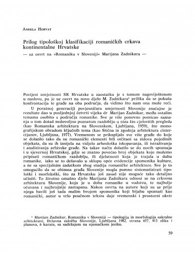 Prilog tipološkoj klasifikaciji romaničkih crkava kontinentalne Hrvatske : Bulletin Razreda za likovne umjetnosti Jugoslavenske akademije znanosti i umjetnosti