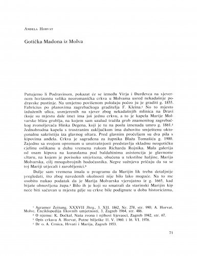 Gotička Madona iz Molva : Bulletin Razreda za likovne umjetnosti Hrvatske akademije znanosti i umjetnosti