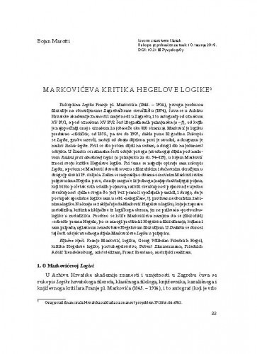 Markovićeva kritika Hegelove logike